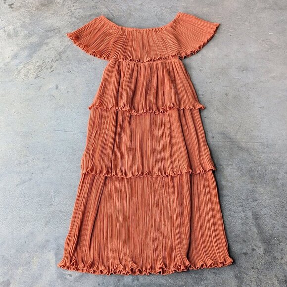 Baltic Born Zarra Spice Pleated Dress Maxi Orange medium NWT - Picture 9 of 9